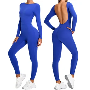 Bnice Sexy Backless Jumpsuit for Women One Piece Yoga Wear Women Tracksuit Long Sleeve Slim Romper Bodysuit for Gym & Fitness