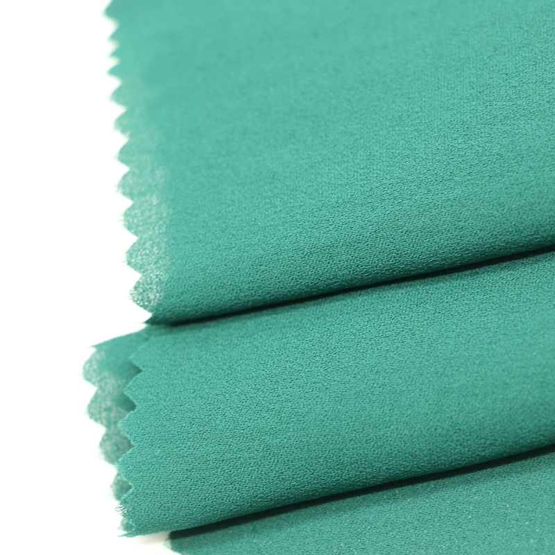Зеленая шифоновая ткань из переработанного полиэстера, Корейская креповая ткань из переработанного полиэстера для рубашек