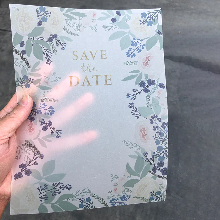 Wholesale Custom Translucent Tracing Paper Vellum Paper Wedding Invitation Card