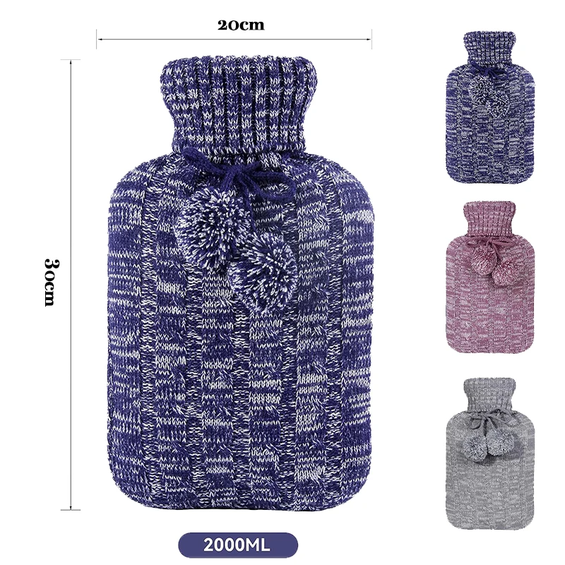 china supply rubber customized hot water bottle bag with knitted cover muscle relief for winter wholesale