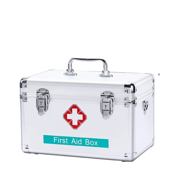 First-aid Kit Box Suit Case Professional Tool Box 12 Inch Portable Aluminum Big Storage Travel for Family Cosmetic Bags & Cases