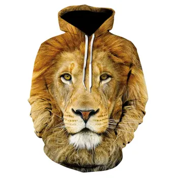 2021 newly design custom 3d graphics print cool hoodies wholesale lion printed 3d hoodie for men