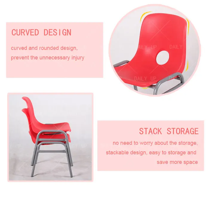 Colorful Stackable Children Chair Eco-Friendly Plastic And Metal Leg Student Chair For Classroom And Kindergarten Preschool