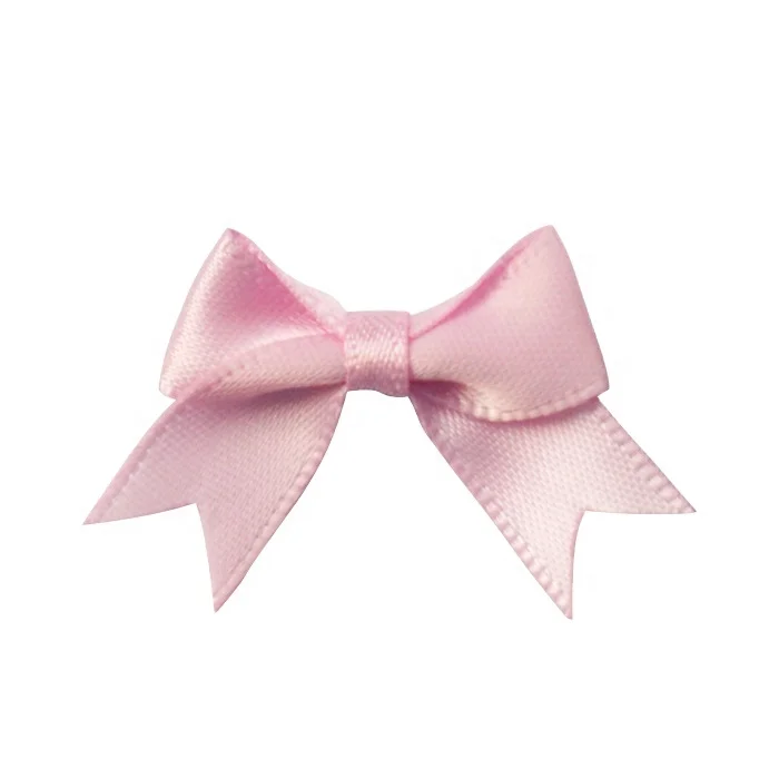Custom Good Quality pink Color Pre Made Mini Satin Ribbon Bow