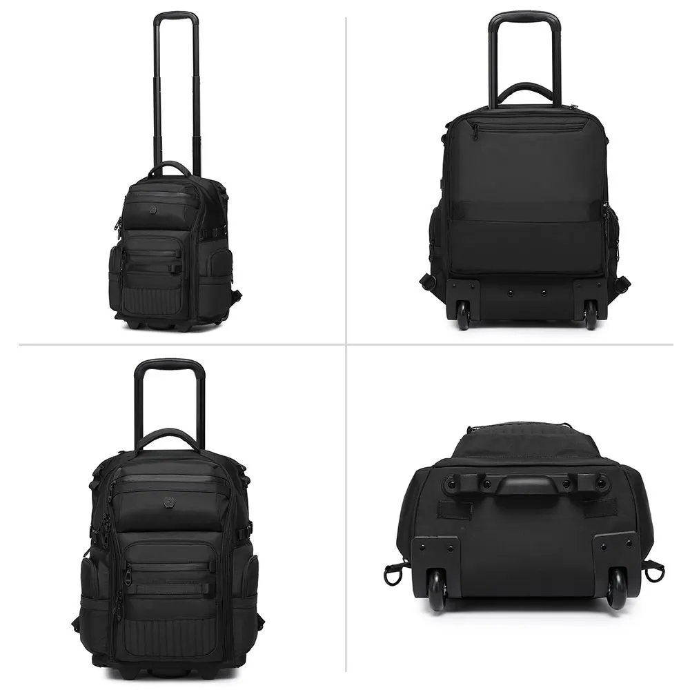 Ozuko 9820 2-Wheel Rolling Backpack - Stylish Trolley Carry-On for