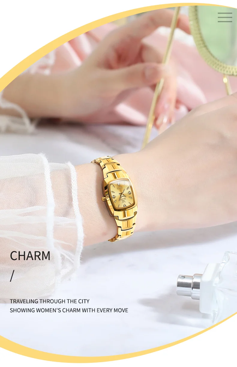 OLEVS 7006 Charm Fashion Couple's Watch Square Classic Stainless Steel Bracelet Women and Men Wrist Watch Reloj Waterproof Watch