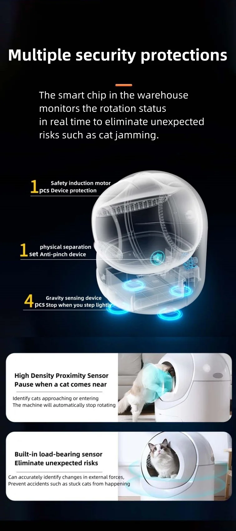 Auto Cat Litter Box Robot Tray Automa High Sides Odor Control Large