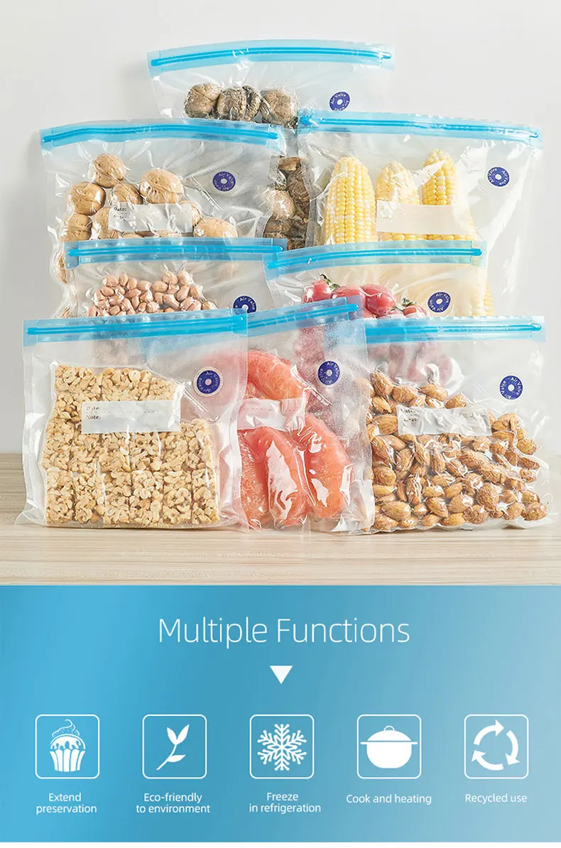 Food Grade Reusable Vacuum Sealer Bags Hand Pump Sous Vide Vacuum Bags Gravure Printing Accept