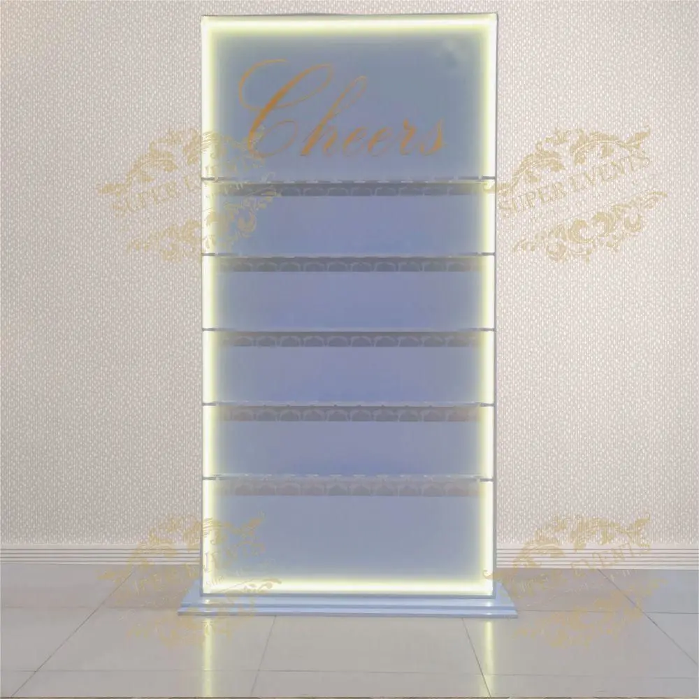 High Quality PVC Champagne Wall Backdrop Grass Wine Glass Cup Holder Display Rack Clear Floor Stand Wedding Event Champagne Wall