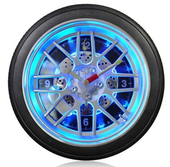 14Inch Battery Operated LED Tire Rim Gear Wall Clock