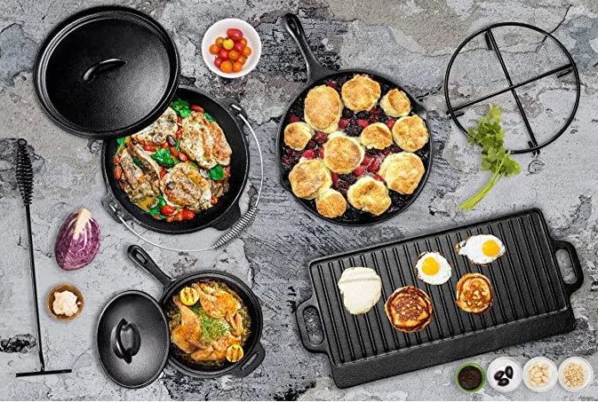 7pc Cast Iron Camp Cookware Set