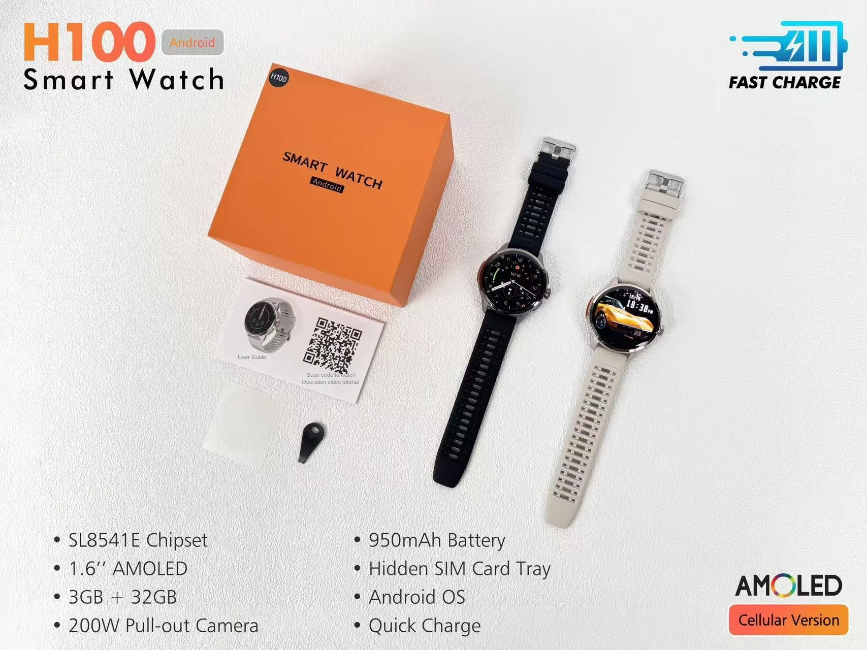 H100 Smart Watch 5G/GSM SIM Card with for Store APP Photo Download for Dual System aperçu 6