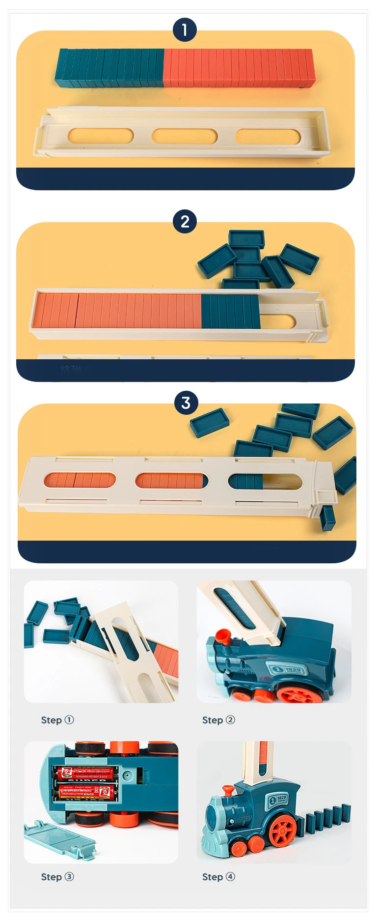 Educational Electric Lighting Music Blocks Kids Domino Train Toy Set