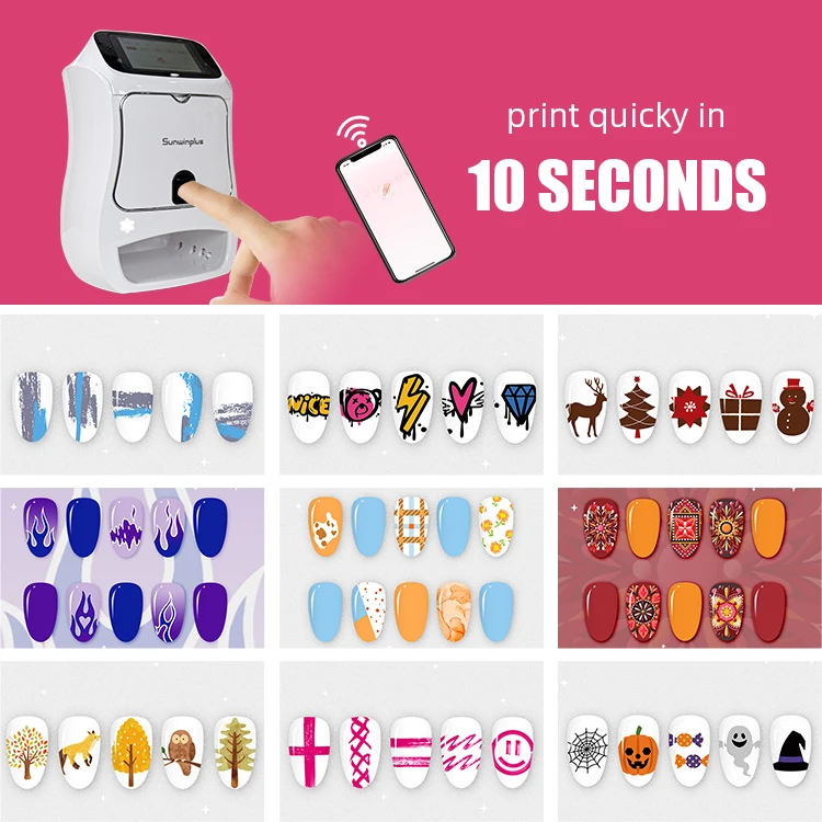 SUNWIN Nail Printer Finger DIY Print Art WIFI Automatic 3D Art Designs Finger Nails Printing Machine for Salon Use