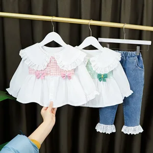 Baby Girls Clothing Set Fashion Casual Long Sleeved Shirts + Denim Jeans Pants Kids Girls Clothes Suit Child Clothes for Kids