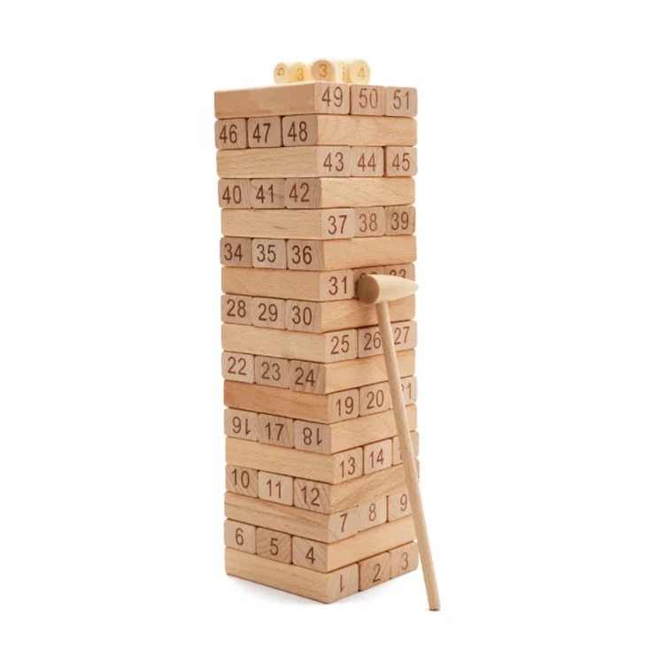 Wooden Stacked Building Blocks Math Game Tumbling Tower - Buy Digital Children's Stacked Building Blocks Wooden Tumbling Tower Game Family Garden Games Toy,Wooden Building Blocks Set Children Educational Math Toys Educational Games