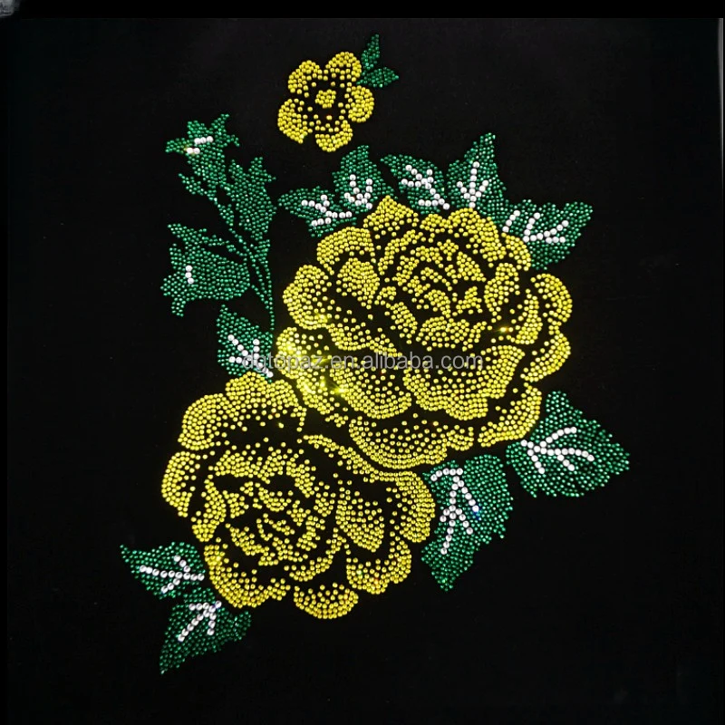 red rose Clothing Applique Rhinestone DIY Accessory Bling Bling Patch Flower Rhinestone Transfer for t shirt