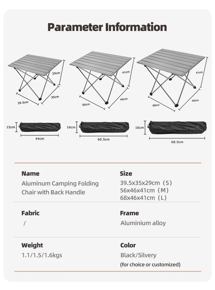 Homful Aluminum Roll Top Camping Table Portable Folding Picnic Table ...