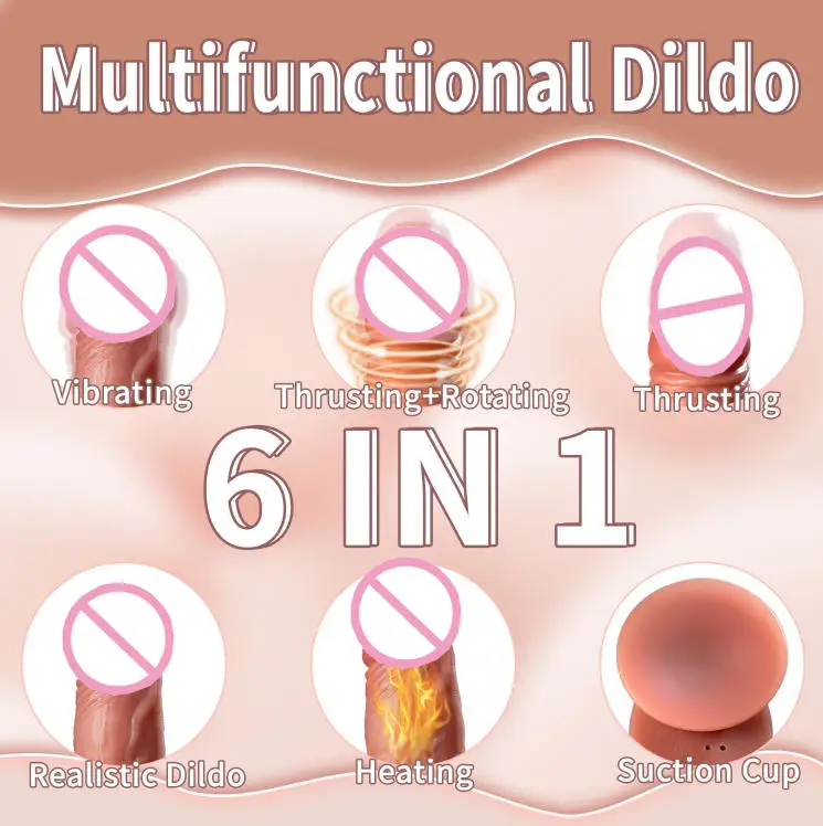 7 Thrusting Vibration Modes Realistic Big Dildo Vibrator Remote Control Penis Heating Vibrating Rotation Sex Toys for Woman