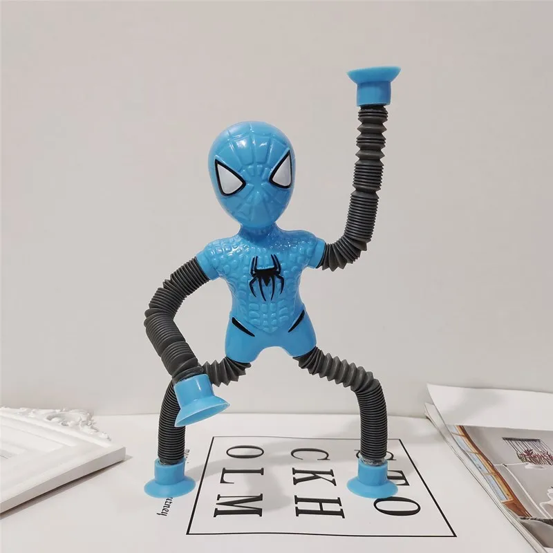 Popular Creative SpiderMans Stretch Tube Pull Telescopic Toy Kids Gift Glowing Pinch Toy Children's Decompression Toy