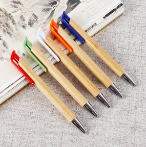 New Promotion High Quality Wood Bamboo Ball Pen with Custom Logo Office Supplies Business Gift  Bamboo Plastic Ballpoint Pen