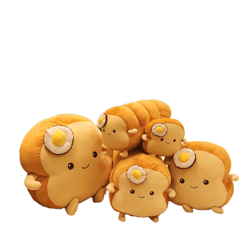 Creative Simulation Large Sleeping Pillow Cushion Soft Plush Toy of Toast Poached Egg & Sliced Bread Filled with PP Cotton