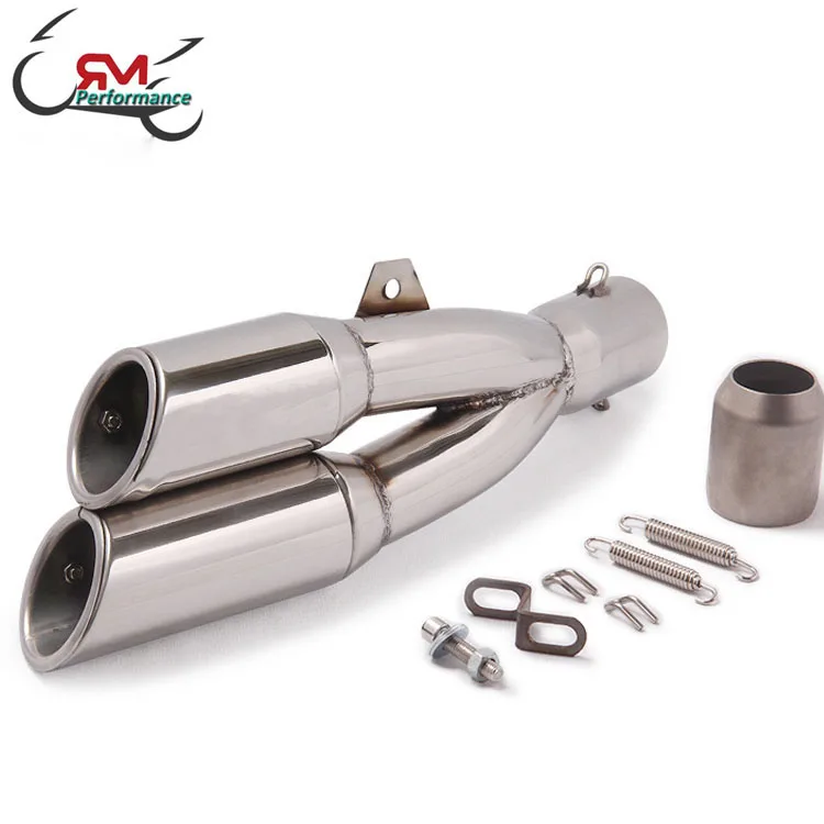 38-51mm Dual Outlet Motorcycle Exhaust Muffler – For Yamaha YZF-R6 & Suzuki GSX-R (Black)