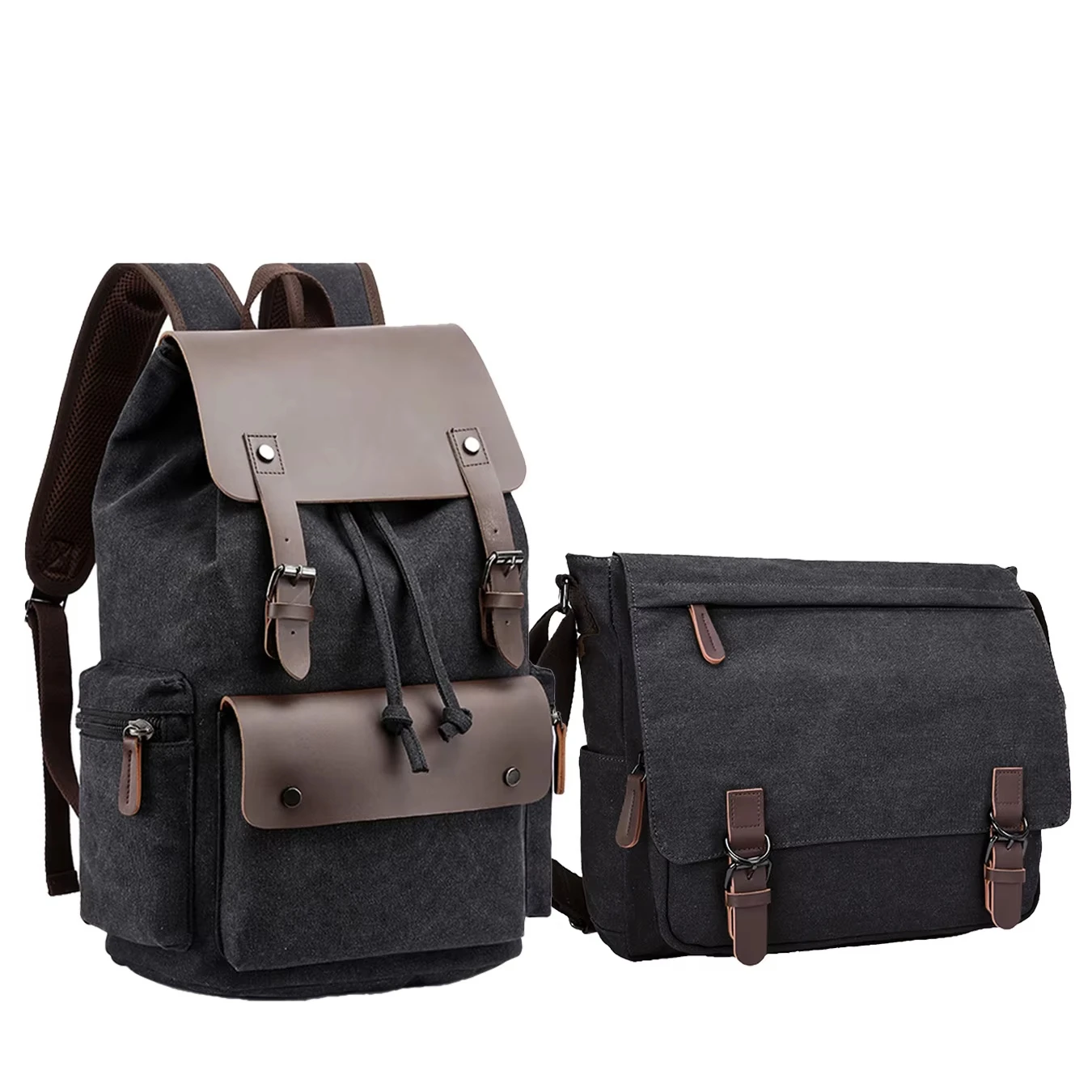 New Trendy Custom Vintage Canvas Bag Set Student School Laptop Bags Men's Travel Backpack Bags