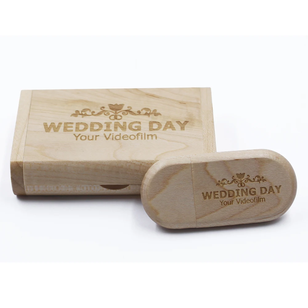 Pan Wooden Box Includes Usb Flash Drive and Photos for Wedding Wooden Gift Box with Custom logo