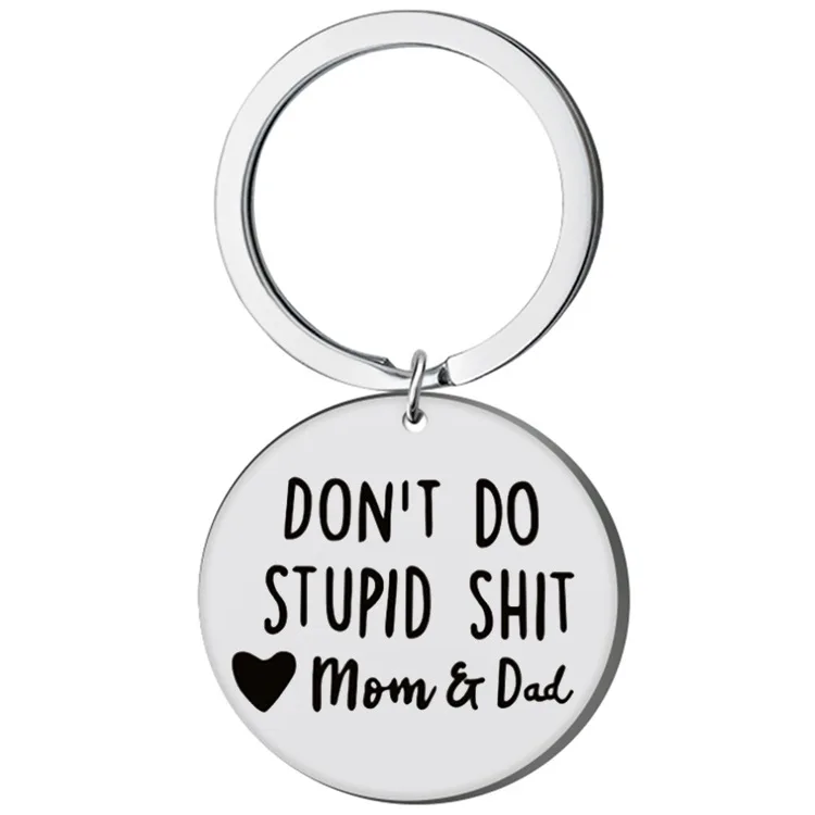 Don't Do Stupid {Poop Emoji}, Personalized Keychain