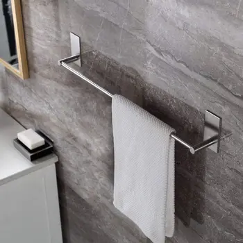 Single Towel Rail Towel Rack Hanger Holder Self Adhesive Free-Drilling Wall Hanging 16 Inch