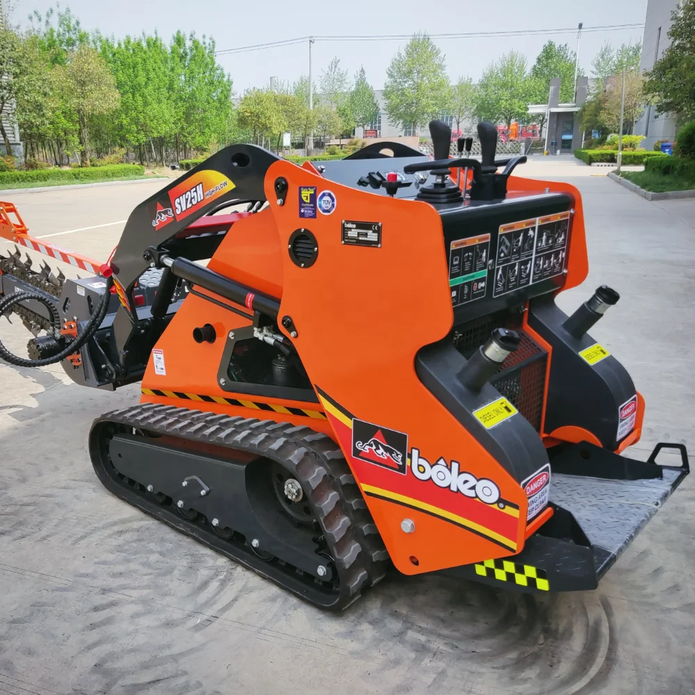 Mini Tracked Loaders Skid Loader 25hp 30hp 40hp 50hp Small Skid Steer Mini Tracked Skid Steer Loaders Comes with Harley Rake