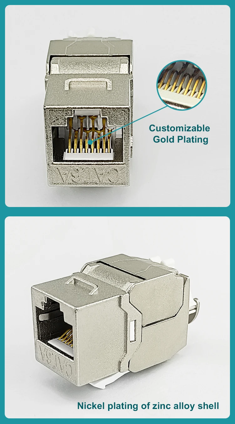 Rj45 Cat5e Cat6 Cat6a Network 180 Degree Toolless Keystone Jack For Lan