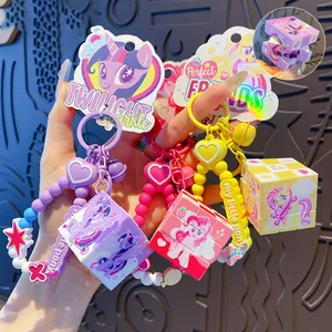 Girly Heart Overload  Cute Cartoon Mini Cube Keychain   Stress-Relief & Perfect for Car Hanging