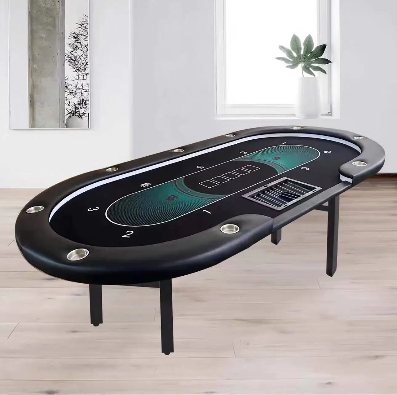 Luxury Poker Table - 240CMX120CM with LED Light & Folding Leg