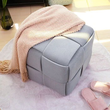 Modern Nordic Wick Strip Ottoman Footrest Luxury Stool Seat Footstool