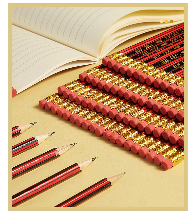 Wholesale Custom Pencil Nature Poplar Wood Glitter Promotional Cheap