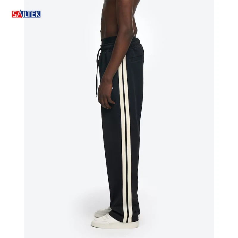 Mens fashion track pants with side stripe