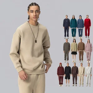 Roregal Men's Heavyweight 350G Fleece Solid Crewneck Sweatshirt Oversized Fit