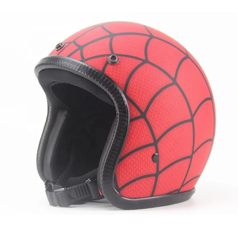 Fashion Spiderman Motocross Motorcycle Helmet Open Face, Red, OEM