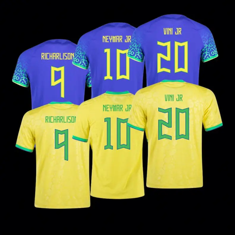 Wholesale 10 Neymar JR Brazil National Soccer Jersey 2022 9 Richarlision 20  Vini JR Home Away Shirts Mens Uniform Football Wear From m.