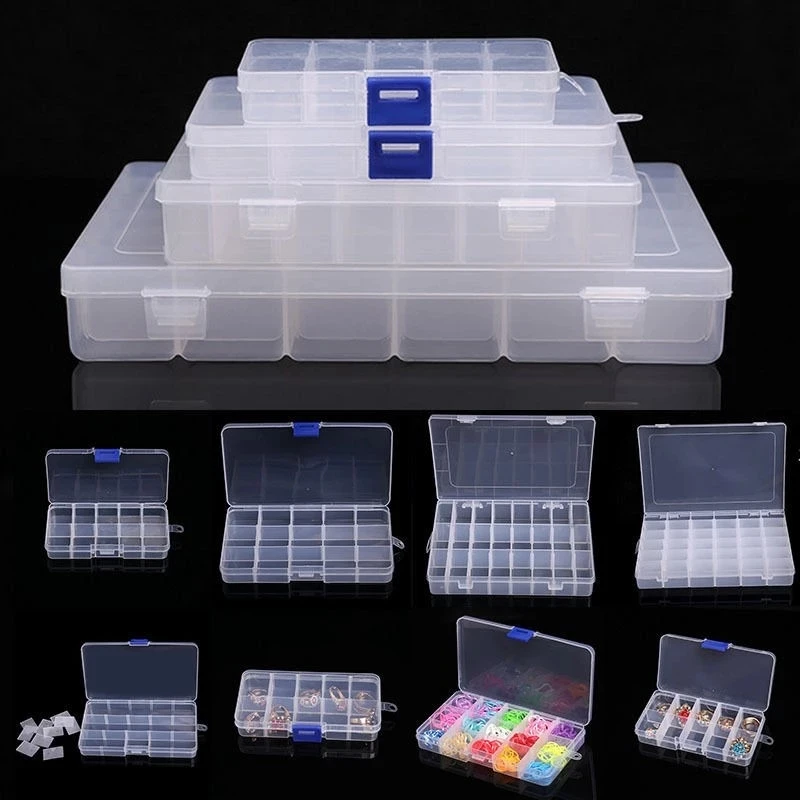 24 Compartments Plastic Box Case Jewelry Bead Storage Container Craft  Organizer Plastic Case for Bead Rings Jewelry Display Orga