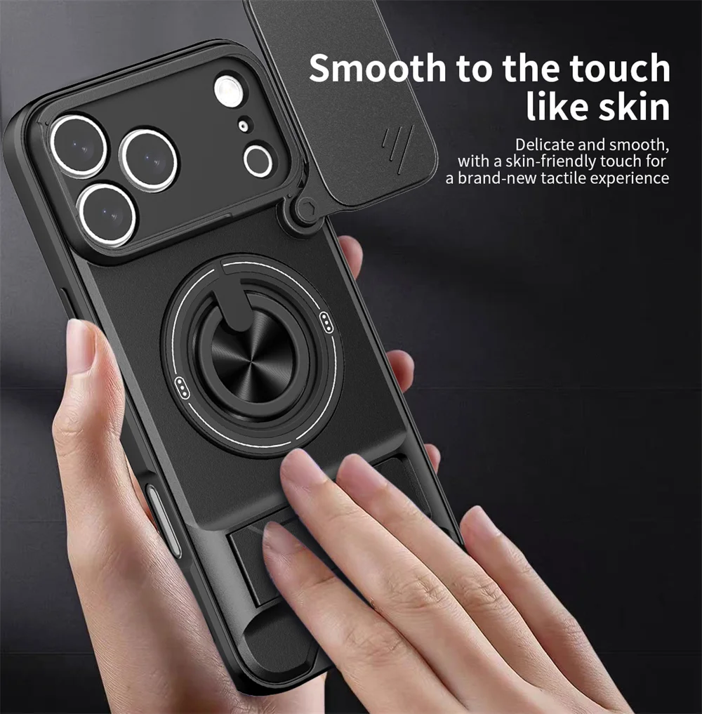 Magnetic Phone Case with Lens Protector & Stand