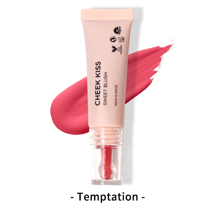 Customized Logo Cruelty Free Waterproof Blush Cream Makeup Liquid Blusher Lip Eye Cheek Tint Vegan Private Label Liquid Blush 