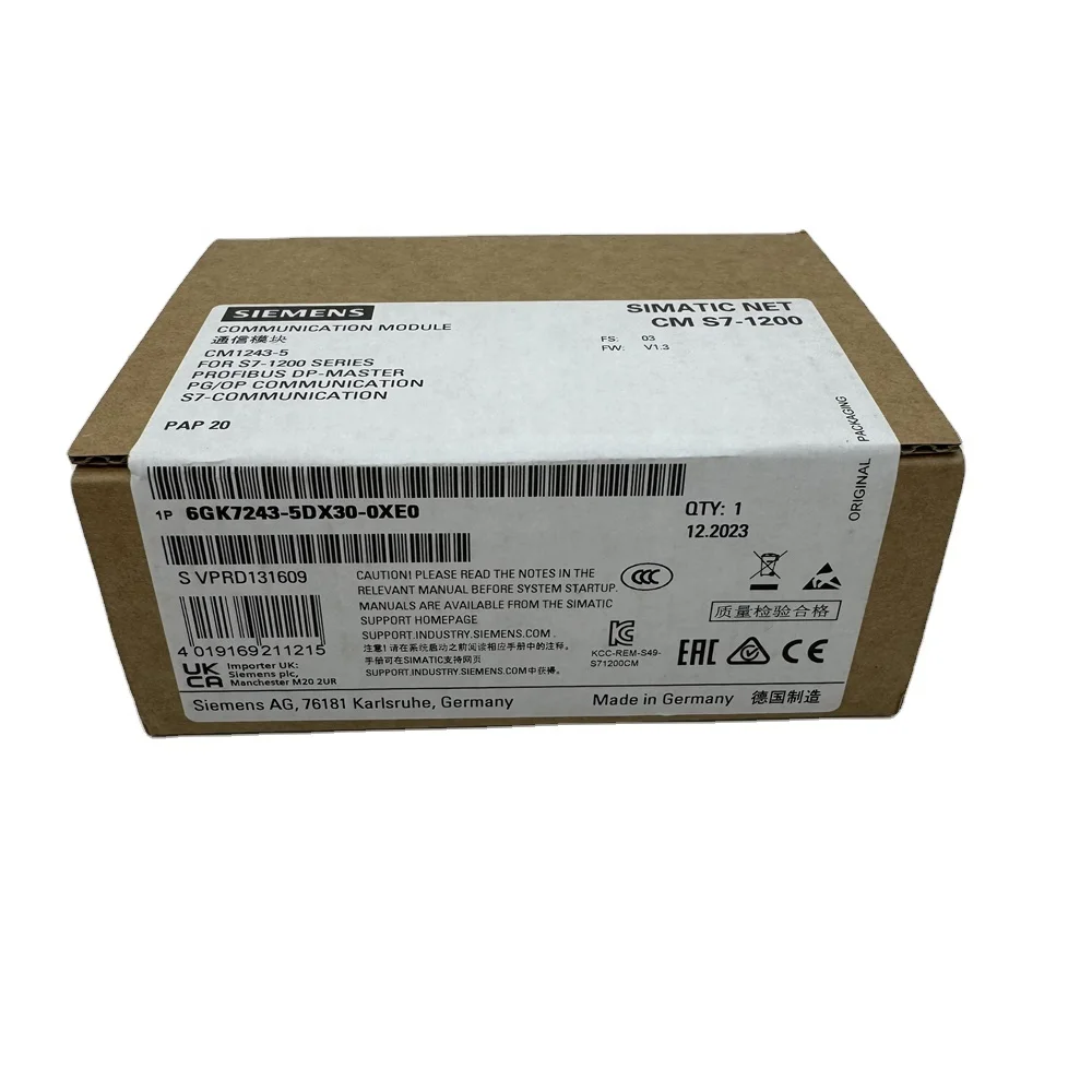 New Original S7 Communications Module 6GK7243-5DX30-0XE0 CM 1243-5 for Connection of SIMATIC S7-1200 to PROFIBUS