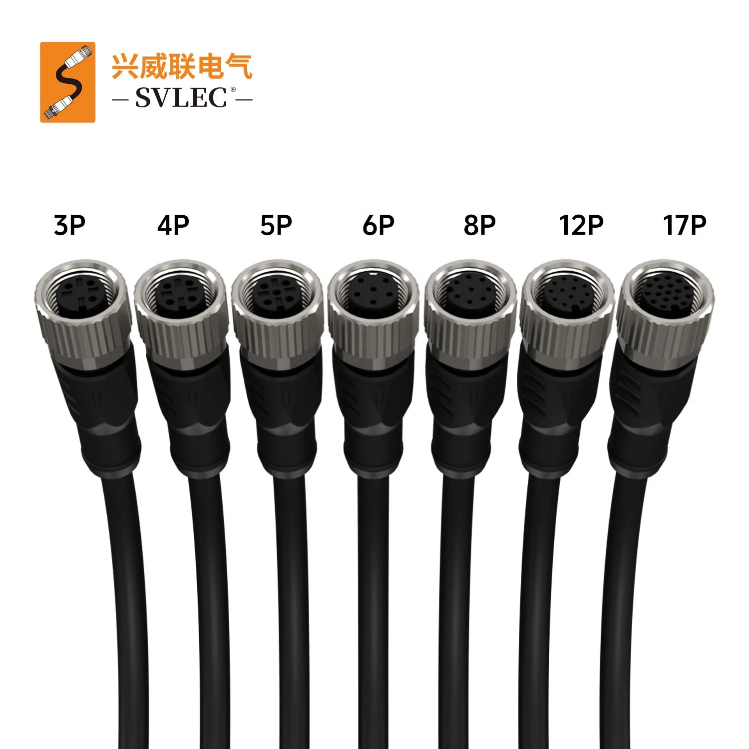 SVLEC M5 M8 M12 M16 M23 Connector Male Female 2 3 4 5 6 7 8 9 10 12 13 14 15 16 17 18 19 Pin Wire Adapters Connector