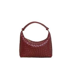 Supplier Premium Designer Fashion Women's PU Leather Zipper Shoulder Clutch Woven Bags Purses And Handbags Female 2026 Handwoven