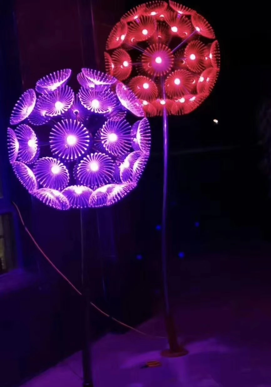 LED Dandelion Lamp  Simulation Large Decorative Led Lighted Optic Fiber Dandelion Flowers Light Landscape Lighting Decoration