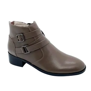 Professional Custom Genuine Cow Leather Ankle Boots New Style Hard-Wearing Heel Boots Zip Closure Height Increasing for Autumn