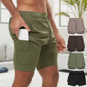 Custom Mens 2 in 1 Workout Fitness Shorts  Mens Compression Workout Shorts With Liner Fitness Men Gym Shorts With Pocket